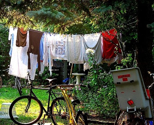 Drying clothes outdoor saves money on electric and gas dryers